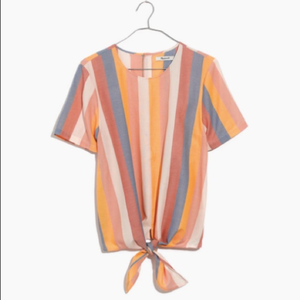Madewell Button-Back Tie Tee in Sherbet Stripe